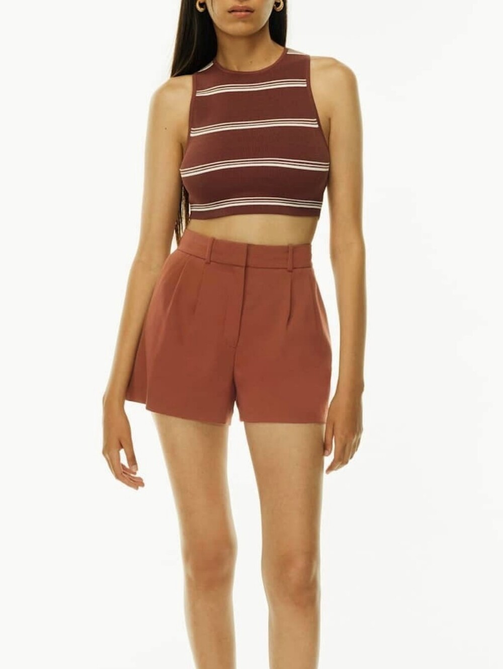 Abercrombie & Fitch Pleated Ultra High-Rise Tailored Shorts, Rust